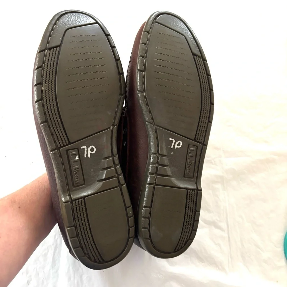 L.L. Bean Brown Boat Shoes Leather Camp Moc SZ 10 Worn 1X Indoors